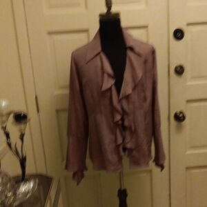 Women's Ruffled Blouse - Mauve Pure Silk